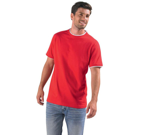 Футболка мужская с контрастной отделкой Madison 170, красный/белый