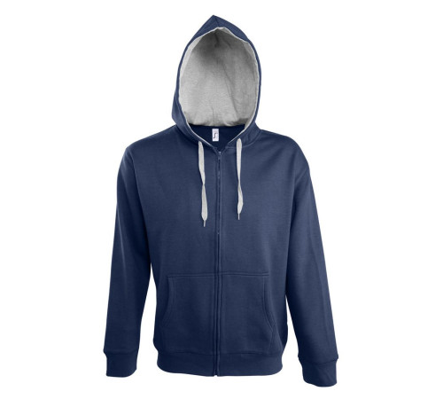 Толстовка мужская на молнии Soul Men 290 с контрастным капюшоном, темно-синяя