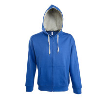 Толстовка мужская на молнии Soul Men 290 с контрастным капюшоном, ярко-синяя