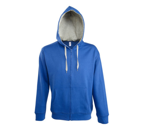 Толстовка мужская на молнии Soul Men 290 с контрастным капюшоном, ярко-синяя