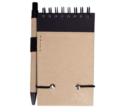 Блокнот на кольцах Eco Note с ручкой, черный