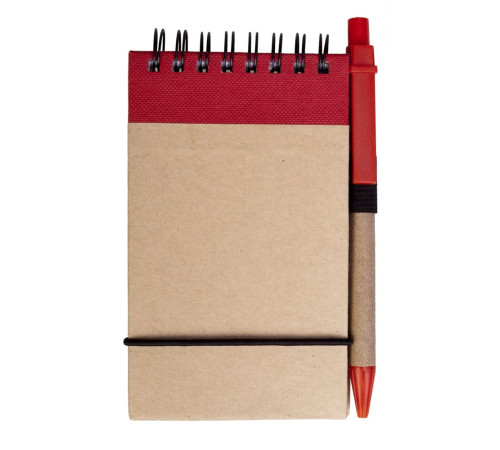 Блокнот на кольцах Eco Note с ручкой, красный