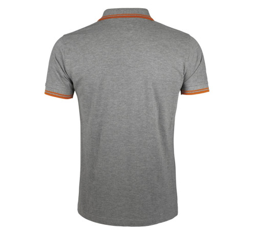 Рубашка поло мужская Pasadena Men 200 с контрастной отделкой, серый меланж с оранжевым