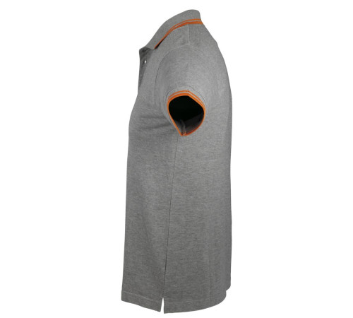 Рубашка поло мужская Pasadena Men 200 с контрастной отделкой, серый меланж с оранжевым