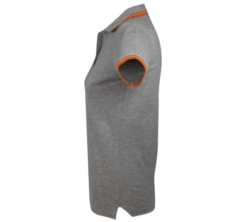 Рубашка поло женская Pasadena Women 200 с контрастной отделкой, серый меланж с оранжевым