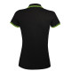 Рубашка поло женская Pasadena Women 200 с контрастной отделкой, черная с зеленым
