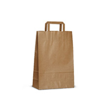 Крафт пакет бурый с плоскими ручками