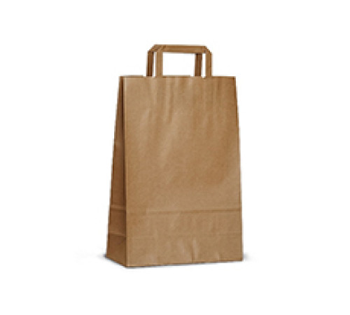 Крафт пакет бурый с плоскими ручками