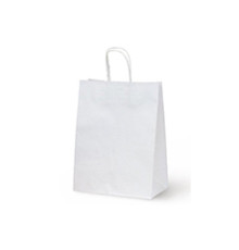Крафт пакет белый с кручеными ручками