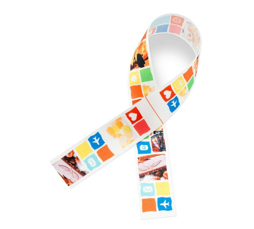 Сатиновая белая лента с нанесением полноцвет